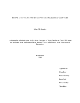 Social Monitoring and Corruption in Developing Countries