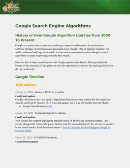 Google Search Engine Algorithms