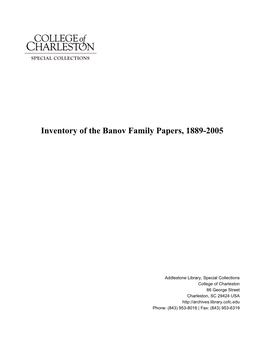 Inventory of the Banov Family Papers, 1889-2005