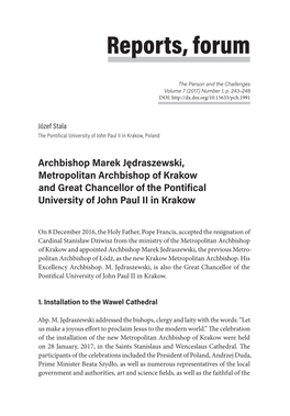 Archbishop Marek Jędraszewski, Metropolitan Archbishop of Krakow and Great Chancellor of the Pontifical University of John Paul II in Krakow
