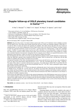 Doppler Follow-Up of OGLE Planetary Transit Candidates in Carina�,