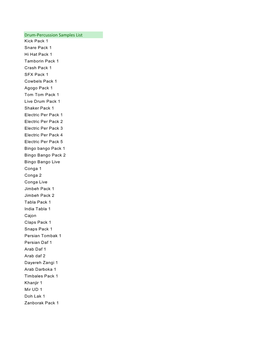 Drum-Percussion Samples List