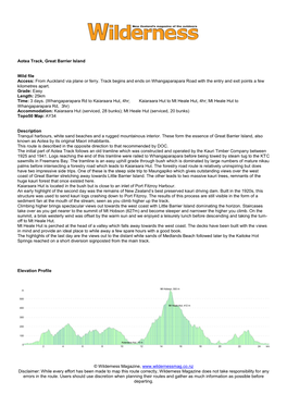 Aotea Track, Great Barrier Island Wild File Access: from Auckland Via