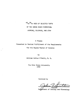 40 Ar 39 Ar AGES of SELECTED Tuffs of the GREEN RIVER