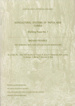 Agricultural Systems of Papua New Guinea