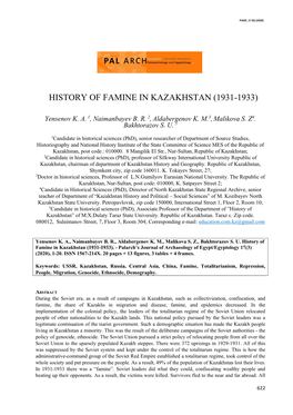 History of Famine in Kazakhstan (1931-1933)