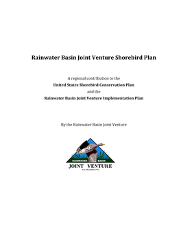 Rainwater Basin Joint Venture Shorebird Plan