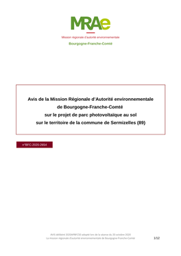 Avis De La Mission Régionale D'autorité Environnementale De