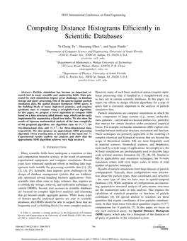 Computing Distance Histograms Efﬁciently in Scientific Databases