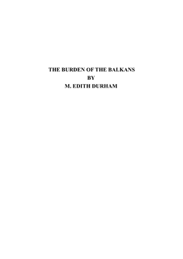 The Burden of the Balkans by M. Edith Durham