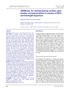 Crawview: for Viewing Splicing Variation, Gene Families, and Polymorphism in Clusters of Ests and Full-Length Sequences