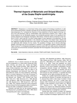 Thermal Aspects of Melanistic and Striped Morphs of the Snake Elaphe Quadrivirgata