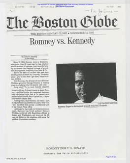 Romney Vs .. Kennedy