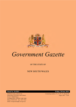 New South Wales Government Gazette No. 26 of 28 June 2013