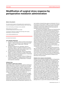 Modification of Surgical Stress Response by Perioperative Melatonin Administration