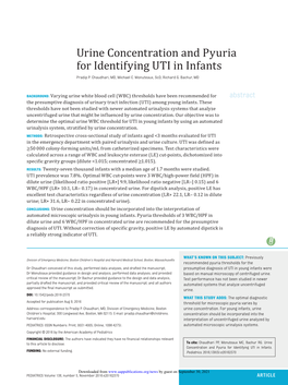 Urine Concentration and Pyuria for Identifying UTI in Infants Pradip P