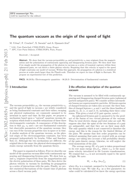 The Quantum Vacuum As the Origin of the Speed of Light