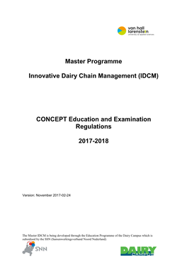 Master Programme Innovative Dairy Chain Management of VHL