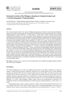 Systematic Revision of the Malagasy Chameleons Calumma Boettgeri and C