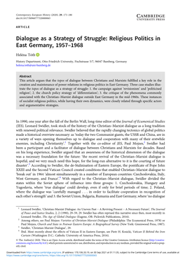 Dialogue As a Strategy of Struggle: Religious Politics in East Germany, 1957–1968