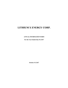 Lithium X Energy Corp