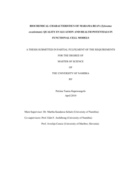 BIOCHEMICAL CHARACTERISTICS of MARAMA BEAN (Tylosema