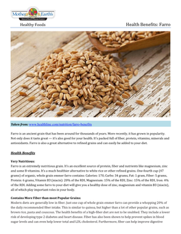 Health Benefits: Farro