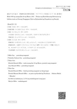 2011 年 3 月 25 日 9:00 『茨城県災害対策本部発表』ライフラインの状況について タガログ語