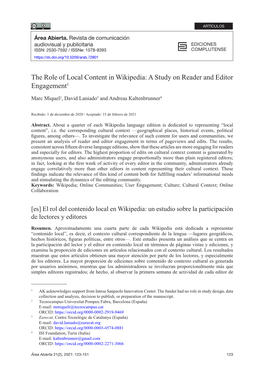 The Role of Local Content in Wikipedia: a Study on Reader and Editor Engagement1