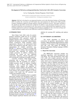 Development of Mccad As an Integrated Interface Tool for the CAD to MC Geometry Conversion