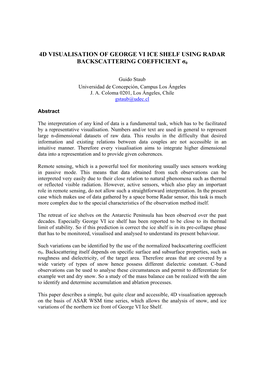 4D Visualisation of George Vi Ice Shelf Using Radar Backscattering Coefficient Σ0