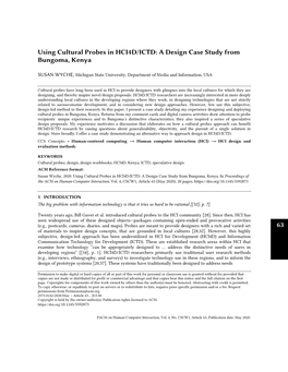 Using Cultural Probes in HCI4D/ICTD: a Design Case Study from Bungoma, Kenya