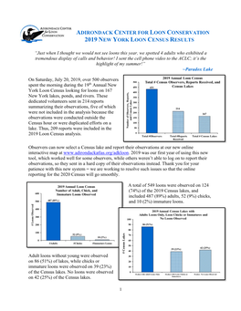 2019 NY Annual Loon Census Results