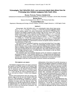 Nchwaningite, Mn~+Si03(OH)2'H20, a New Pyroxene-Related Chain Silicate from the N'chwaning Mine, Kalahari Manganese Field, South Africa