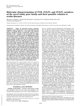 Molecular Characterization of TUB, TULP1, and TULP2, Members of the Novel Tubby Gene Family and Their Possible Relation to Ocular Diseases