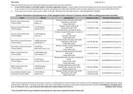 Contact Information and Opening Hours of the Hungarian State