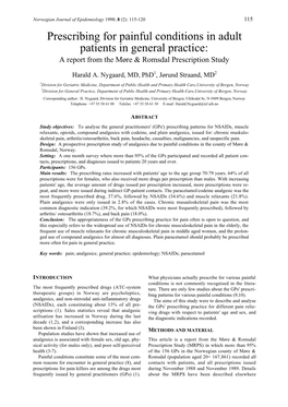 Prescribing for Painful Conditions in Adult Patients in General Practice: a Report from the Møre & Romsdal Prescription Study