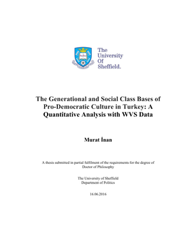 The Generational and Social Class Bases of Pro-Democratic Culture in Turkey: a Quantitative Analysis with WVS Data