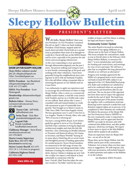 April 2018 Sleepy Hollow Bulletin PRESIDENT’S LETTER