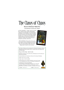 Claws of Chaos 1 the Claws of Chaos Slaves to Darkness • Book One a Warhammer Novel by Gav Thorpe