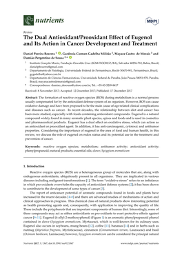 The Dual Antioxidant/Prooxidant Effect of Eugenol and Its Action in Cancer Development and Treatment