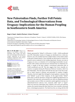 New Paleoindian Finds, Further Fell Points Data, and Technological Observations from Uruguay: Implications for the Human Peopling in Southeastern South America