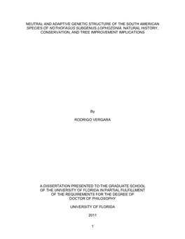 Neutral and Adaptive Genetic Structure of the South American Species of Nothofagus Subgenus Lophozonia