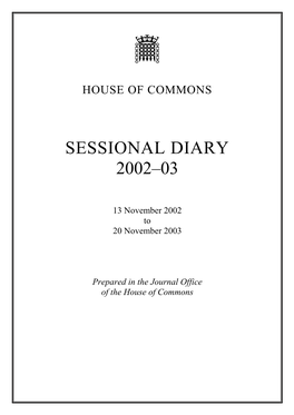 Sessional Diary 2002–03
