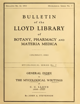 General Index to the Mycological Writings of C. G. Lloyd, 1898-1925