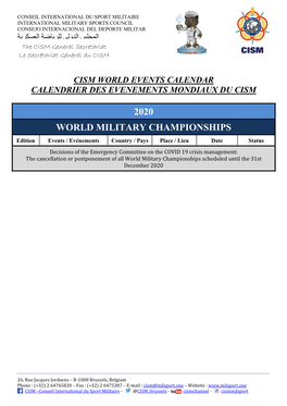 2020 World Military Championships