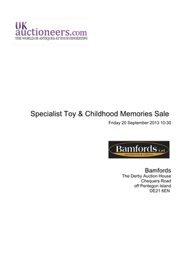Specialist Toy & Childhood Memories Sale