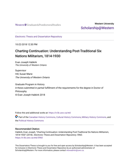 Understanding Post-Traditional Six Nations Militarism, 1814-1930