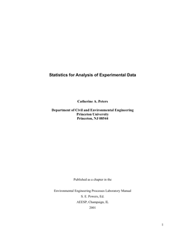 Statistics for Analysis of Experimental Data