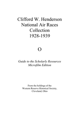 Clifford W. Henderson National Air Races Collection 1928-1939